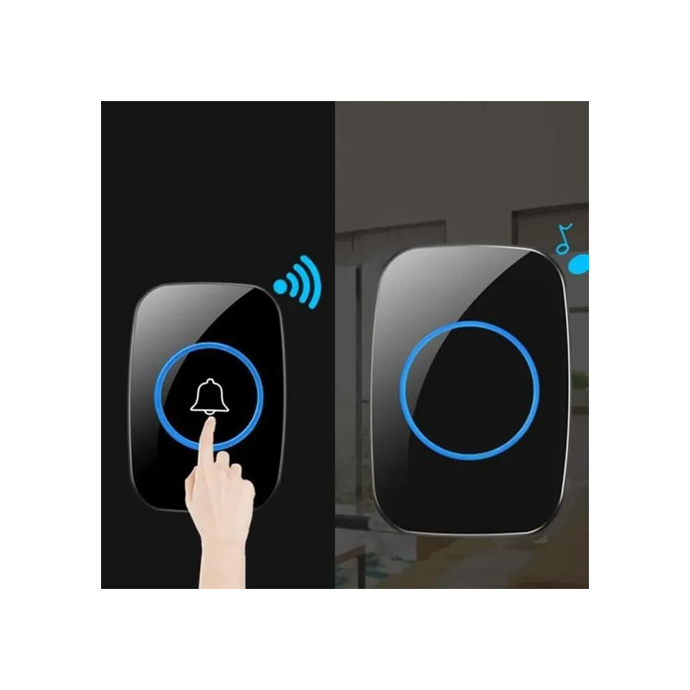 Wireless Doorbell - Black - Waterproof - 300M Range - 38 Melodies 6485316065242