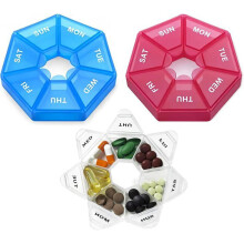 Organizzatore settimanale di pillole in 4 pezzi per 7 giorni di farmaci, mini organizzatore di pillole da viaggio, organizzatore di pil