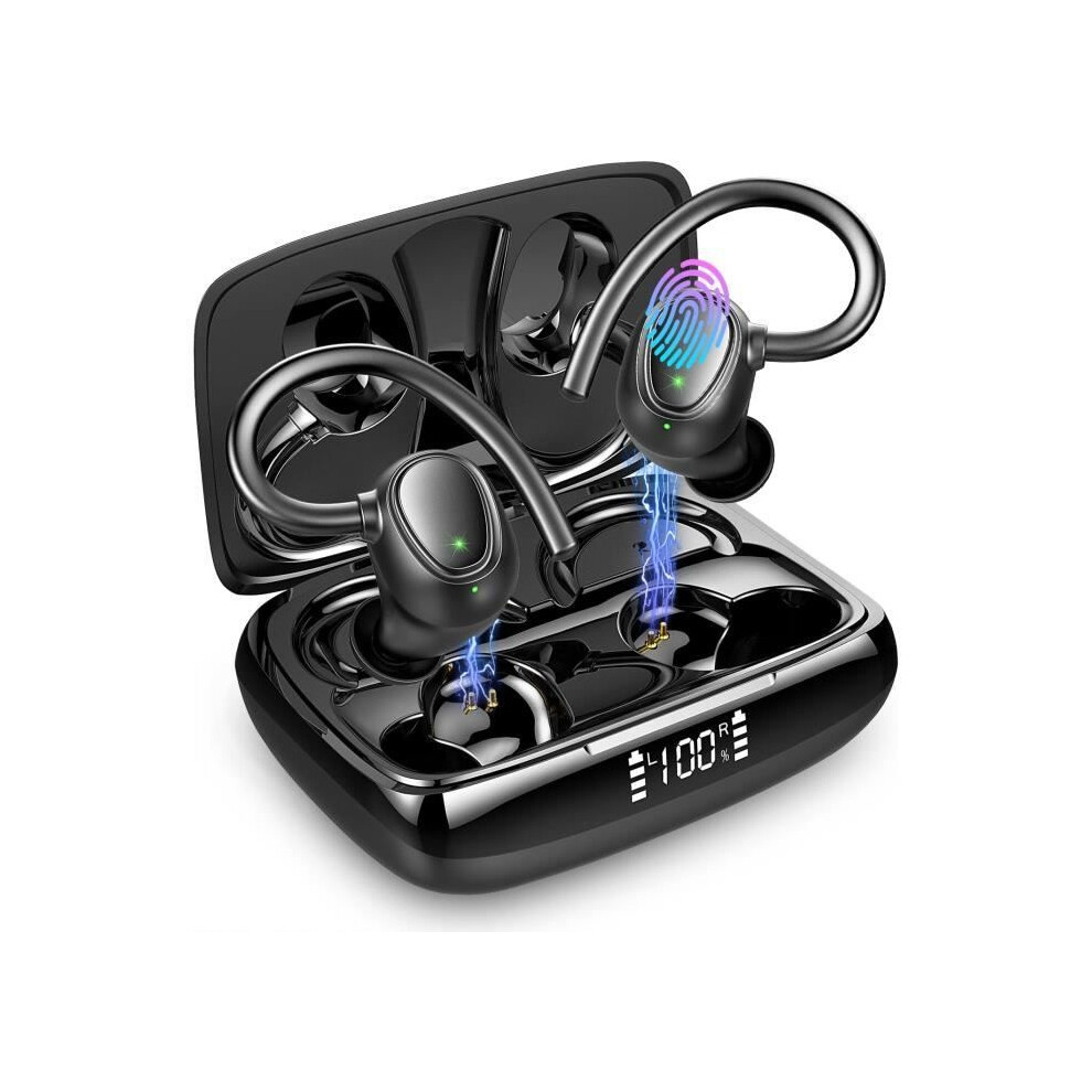Wireless Earbuds - Figertime - IPX7 Waterproof - 50H Battery Life - Bluetooth 5.3 ANC - HD Sound & Fast Charging - Black