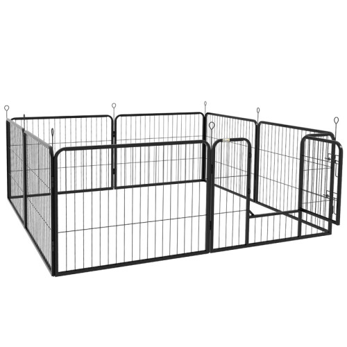 Cerca modular para cães, 8 peças, para uso interno e externo, aço, 80x60 cm, preta. 1
