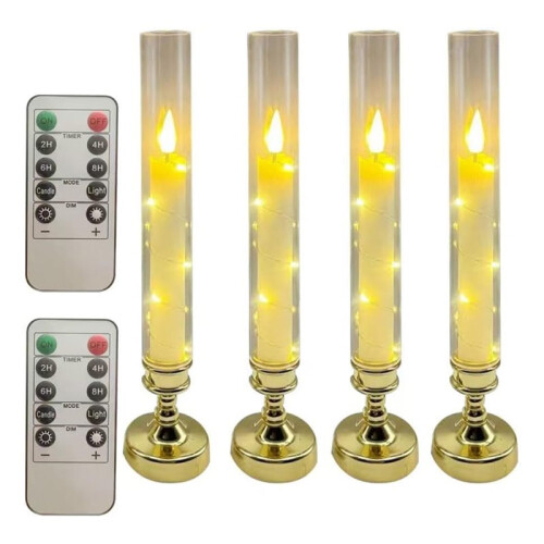 Flameless LED Taper Candles with Remote Timer, Embedded Star String Lights for Home Decor 1
