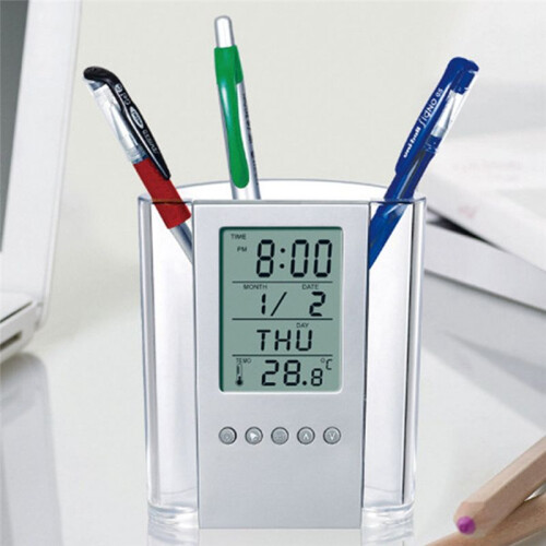Perpetual Calendar Pen Clock Electronic Pen Clock Cylinder Electronic Alarm Clock 1