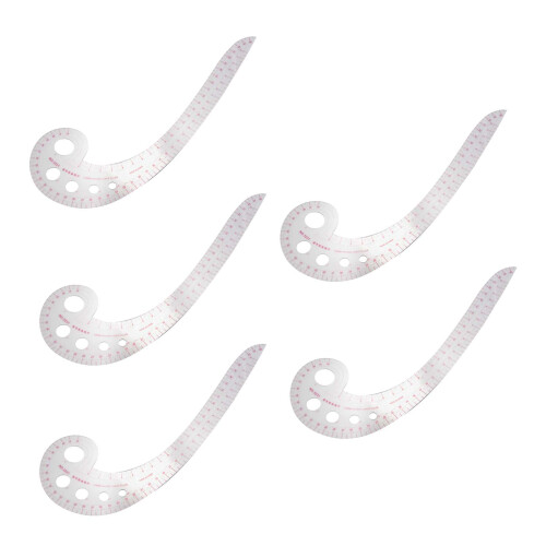 5pz 11.8 pollice Long Comma Forma di Plastica Trasparente Francese Curvo Righello Scanalata 1