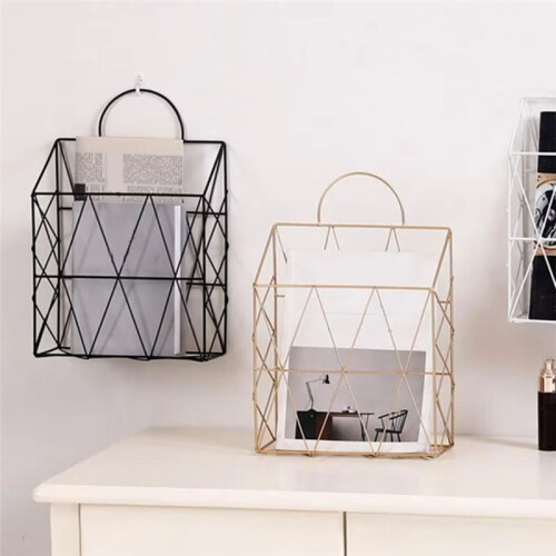 File Organizer Wall Mount Decorative Organizer Vertical Wire Shelf Display Holder Stylish Space Saving File Storage A 1