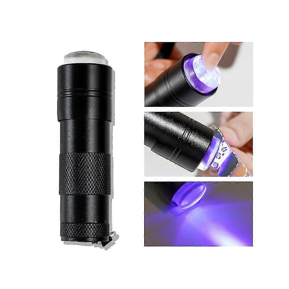 Silver Nail Art UV Mini Flashlight with Stamper, Portable Silicone LED Light Quick Dry Manicure Lamp NS2