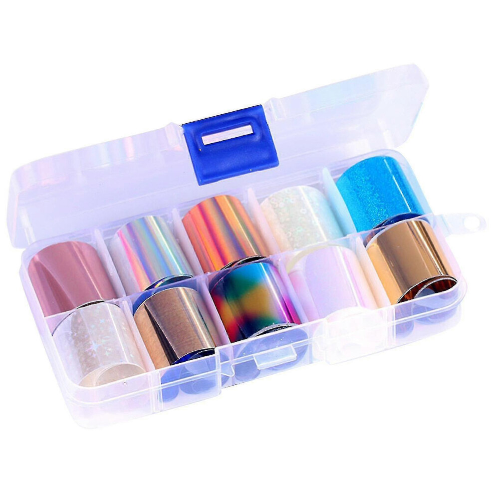10 Rolls Holographic Nail Art Transfer Foil Sticker Flower Paper Wraps