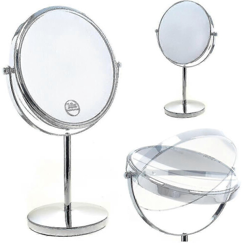 10x Magnification Chrome Standing Cosmetic Mirror for Shaving & Makeup