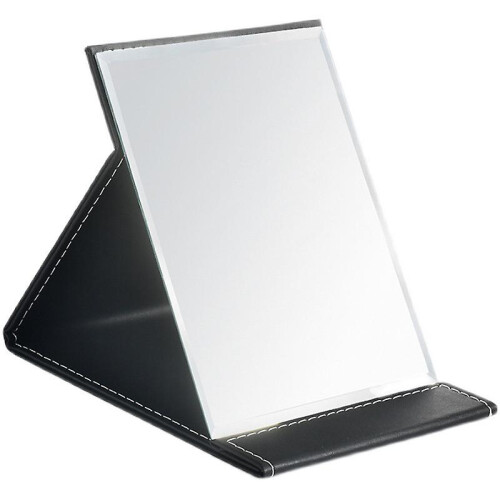 1pc PU Leather Foldable Travel Makeup Mirror - Tabletop Beauty Mirror, 25.5x18cm