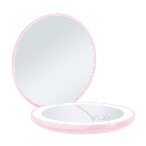 Specchietto tascabile compatto ricaricabile da 3,5", rosa