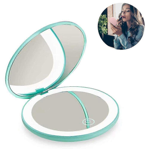 Compact 1x/10x LED Travel Makeup Mirror with 12 Lights