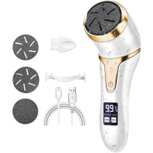 Lima eléctrica para pies IPX7, recargable, para pedicura, 2 velocidades, 3 cabezales esmerilados.