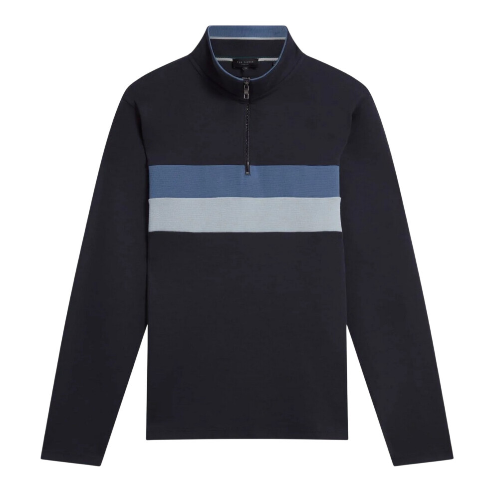 Ted Baker (S, Navy) Mens Quarter Zip Fleece Top Blue,Multicoloured