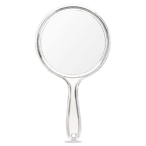 Handheld Double-Sided Mirror 1X & 2X Magnification, Clear, Portable Personal Mirror