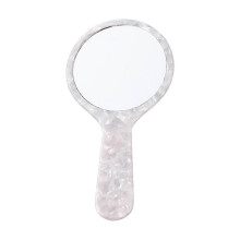 SS3 Round Portable Makeup Mirror with Acetate Handle for Travel & Daily Touch-Ups