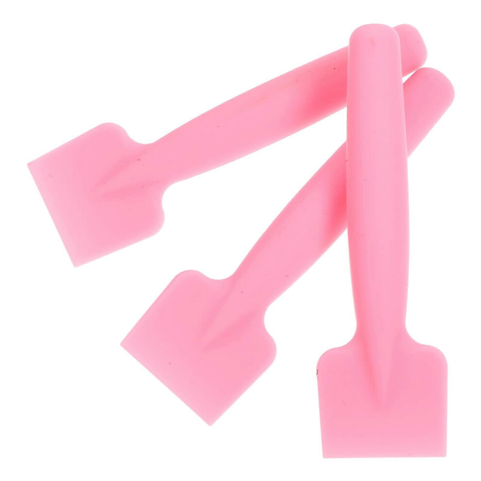 Pink 10x3x1.3cm Cream Spatula Applicator, Cosmetic Mixing Spatulas for Face Cream & Nail Polish, 3Pcs