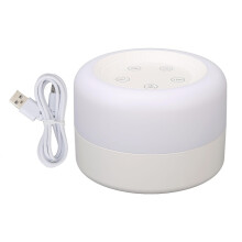 Máquina de ruido blanco con luz de colores, recargable por USB, que promueve el sueño.