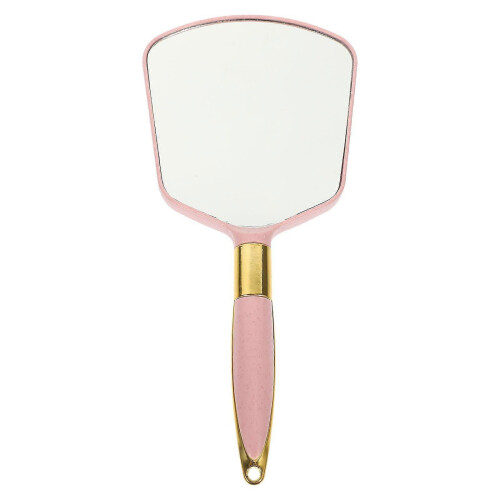 Pink 23.7x10.6cm Travel Vanity Hand Mirror with Handle
