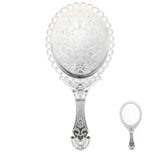 Vintage Handheld Travel Makeup Mirror with Handle