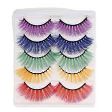 4x2cm 5 Pairs Colorful Fake Eyelashes for Halloween Cosplay