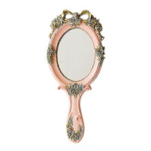 Cute Vintage Handheld Pink Makeup Mirror with Handle, Vanity Gift