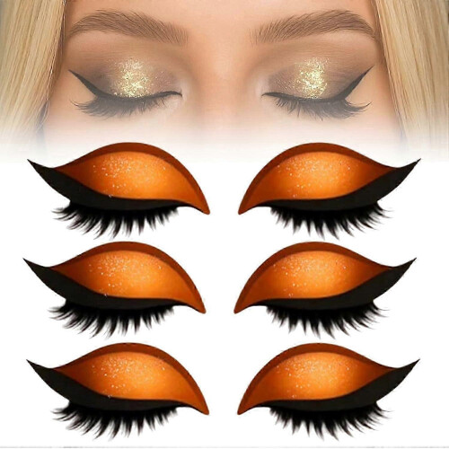 Orange Adjustable Eyelash Stickers & Eyeshadow Combo, Reusable False Lashes for Beginners