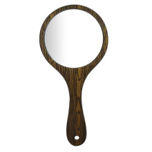 Retro Oval Hand Mirror with Wooden Handle, Green, 25-26cm