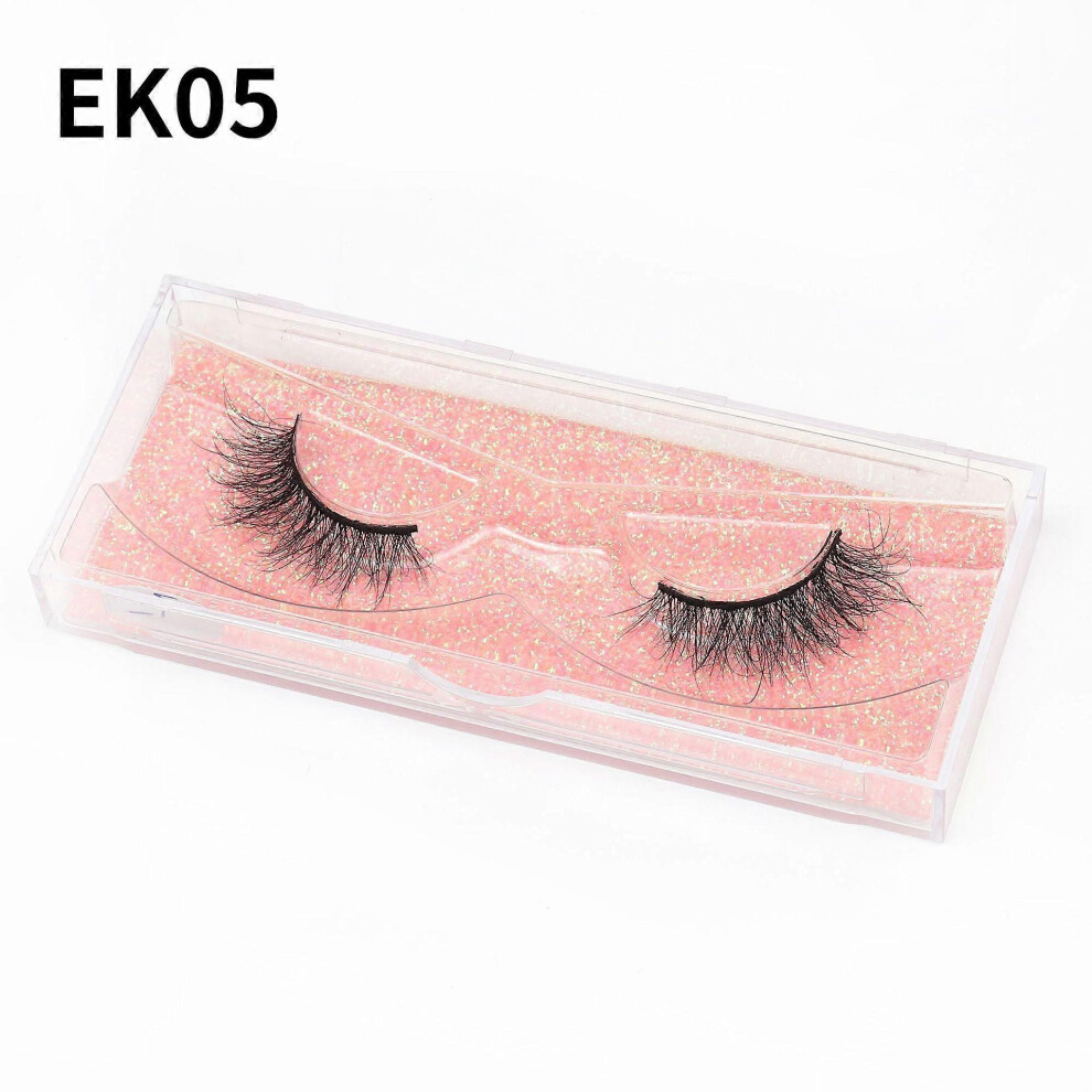Nvzi 1 Pair Wispy Mink Lashes Fluffy Natural Volume Fake Eyelashes BK05