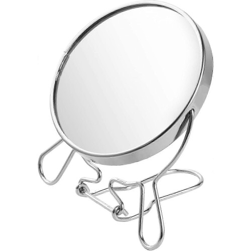 Makeup Mirror 4 Inch - Double Sided Magnifying Stand Mirror, 360 Rotation Shaving Mirror