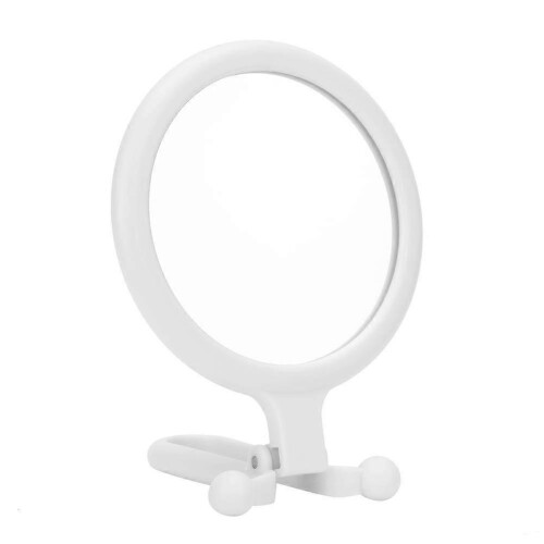 10x Double-Sided Handheld Makeup Mirror, White Magnifying Cosmetic Mirror