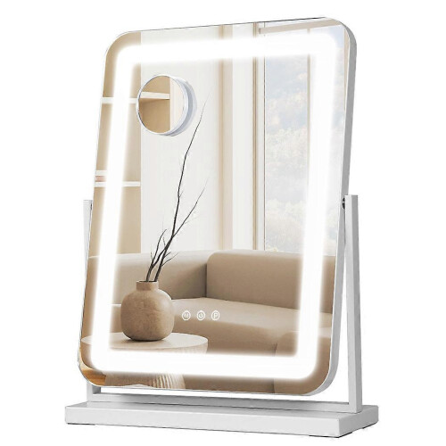 Emitto Hollywood Vanity Makeup Mirror with Lights, 360 Rotation Tabletop