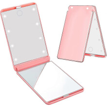 Compact Travel Makeup Mirror with 8 LED Lights, Touch Switch, Magnified, Portable for Mother's Day