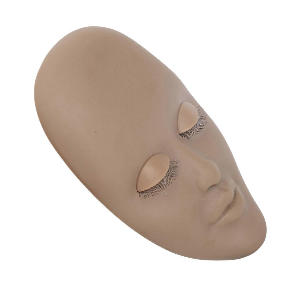Lash Mannequin Face 3 Pairs Removable Eyelids Eyelash Extension Practice False Face for Beginners Coffee Color
