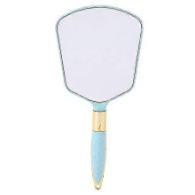 Handle Cosmetic Mirror Square Simple Durable Clear Fashionable Blue For Home Store