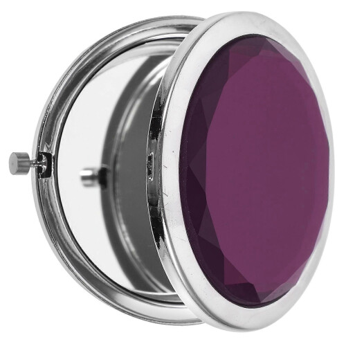 Purple 7x7x1cm Compact Foldable Travel Mirror with Magnifying & Regular Reflection