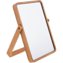 Wooden Desktop Mirror with Stand – Folding HD Rectangular Vanity Mirror, Free Standing Bathroom Mirror