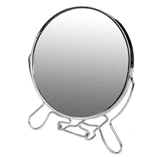 Luxora 6-Inch Rotating Double-Sided Tabletop Makeup Mirror, Metal Frame, Portable