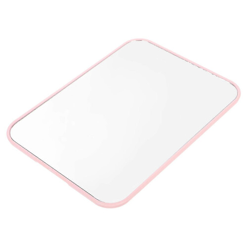 Pink Foldable Desktop Makeup Mirror 19x14x1cm, Touch Ups Eyebrow Grooming, Plastic 1Pcs