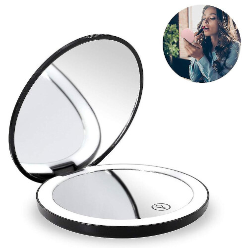 Specchietto da trucco compatto, ricaricabile e illuminato, ideale per viaggi e borse.