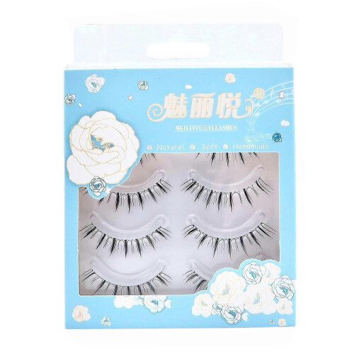 5 Pair Fox Style False Eyelashes, Natural Flared Transparent Band, Lengthened Tail