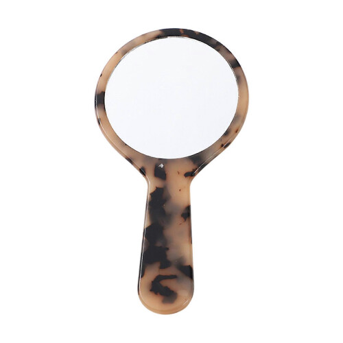 SS2 Acetate Round Cosmetic Mirror with Ergonomic Handle for Professional Makeup
