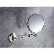 8 Inch Double Sided Wall Mounted Magnifying Makeup Mirror, Brushed Nickel