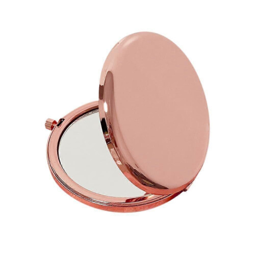 7CM Compact Double-Sided Magnifying Makeup Mirror, Portable Handheld Pocket Mirror, Foldable, Pink
