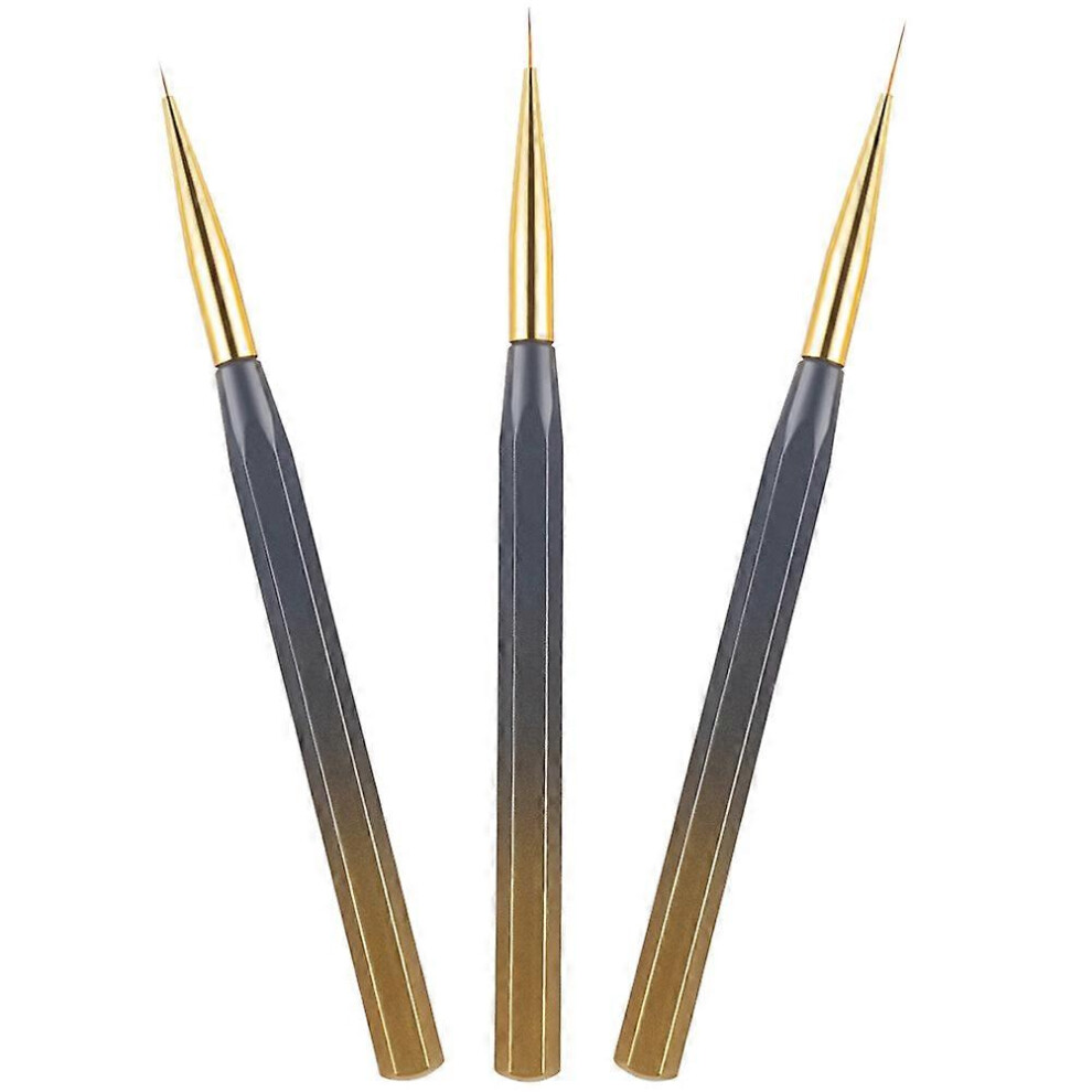 Multi 14x0.9cm Nail Art Liner Brush 3Pcs, Colored Nylon Bristles Drawing Manicure Tools for Women