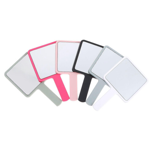 Assorted Color 16x9cm Handheld Makeup Mirror Set with Handle, 6Pcs