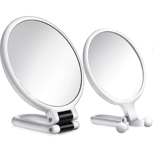 15x Magnifying Hand Mirror & 10x Travel Makeup Mirror, Foldable Double-Sided Tabletop