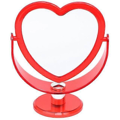 Double Sided Desktop Makeup Mirror for Home Bedroom, Red