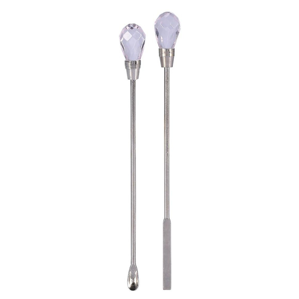 Nail Spatula Spoon Acrylic Gel Powder Stainless Steel Mix Stirring Rod Manicure Tool Pink