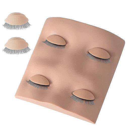 2 Pairs Replacement Eyelids for Lash Mannequin Head - Realistic Removable with Lashes