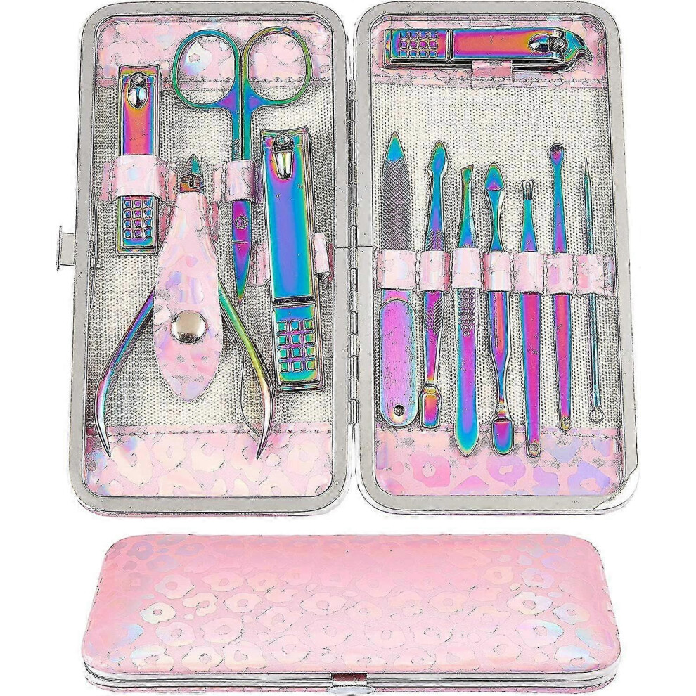 2025 12pcs Rainbow Nail Clippers Set with Case, Professional Manicure Pedicure Kit