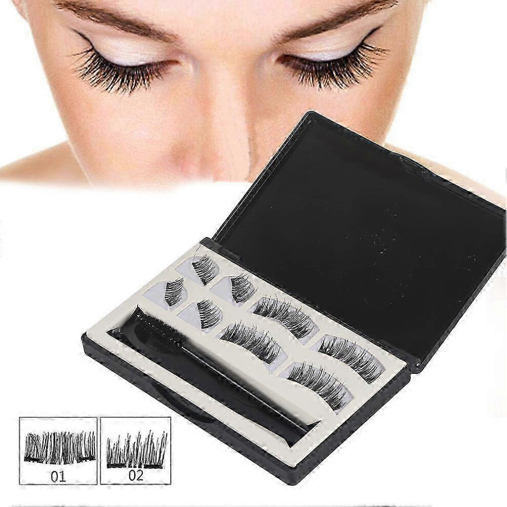 8Pcs Reusable Magnetic Eyelashes 3D False Lashes & Tweezers Set